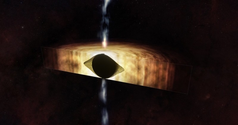 Черная дыра нашей галактики вращается так быстро, что превращает пространство-время в футбольный мяч